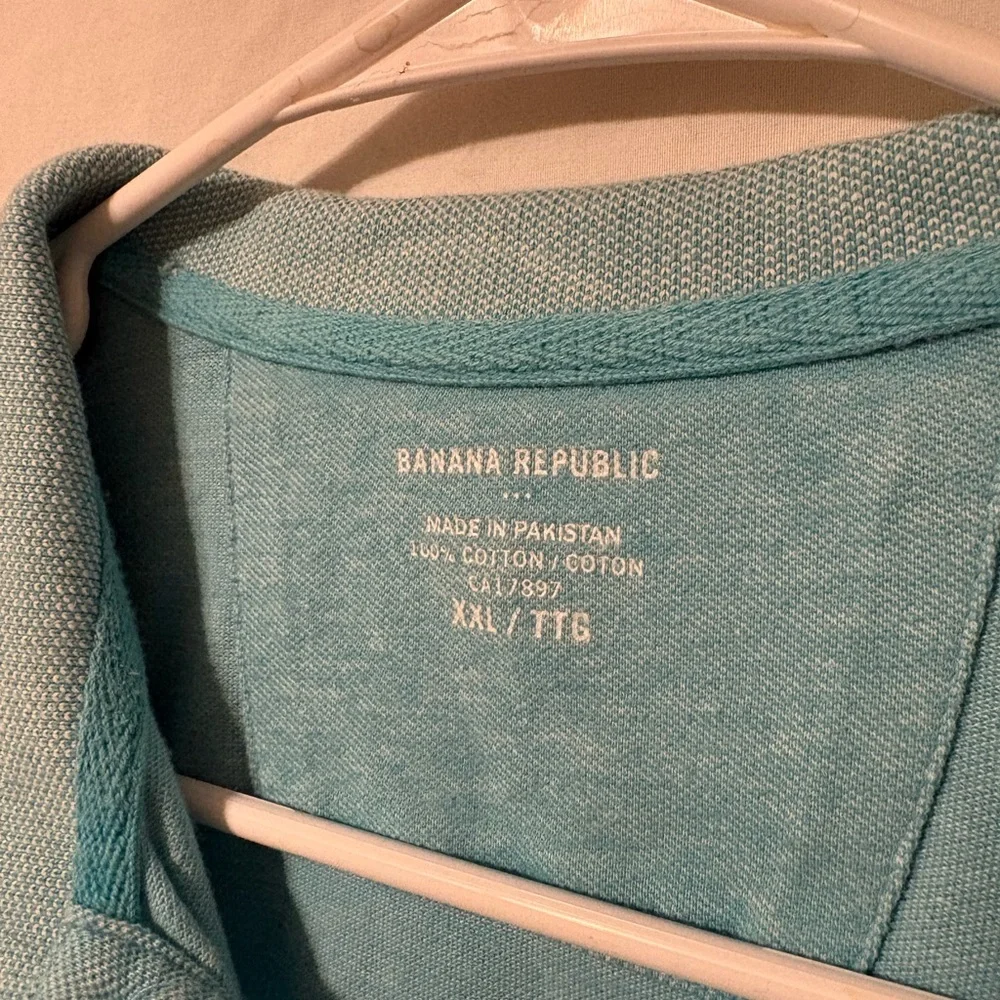 Banana‎ Republic Men’s Polo Shirt XXL Teal Blue Cotton Short Sleeve